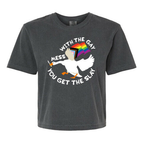 Mess With The Gay You Get The Slay Goose Women's Comfort Colors Heavyweight Boxy Tee