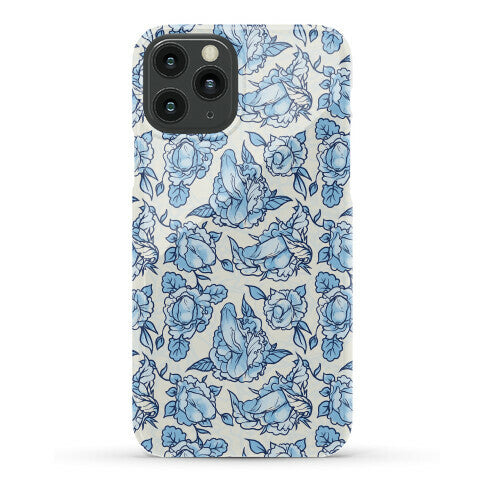 Floral Penis Pattern Blue Phone Case