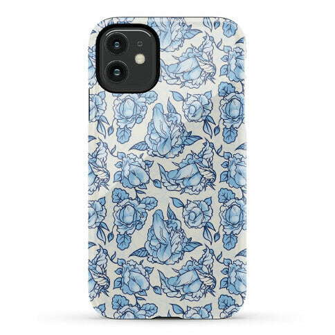 Floral Penis Pattern Blue Phone Case