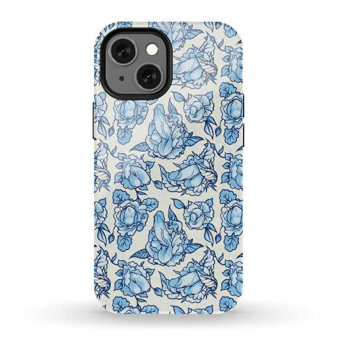 Floral Penis Pattern Blue Phone Case