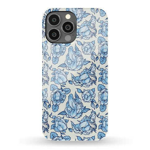 Floral Penis Pattern Blue Phone Case