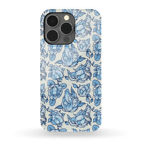 Floral Penis Pattern Blue Phone Case