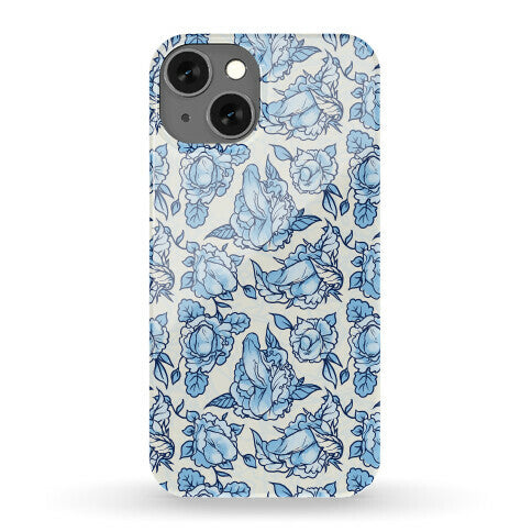 Floral Penis Pattern Blue Phone Case