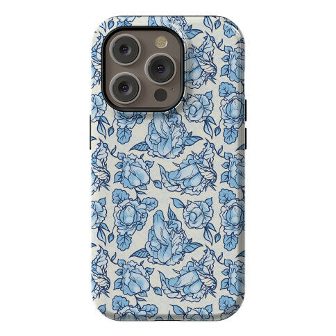 Floral Penis Pattern Blue Phone Case