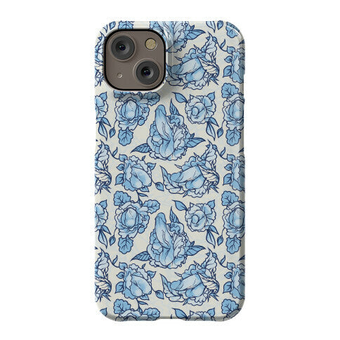 Floral Penis Pattern Blue Phone Case