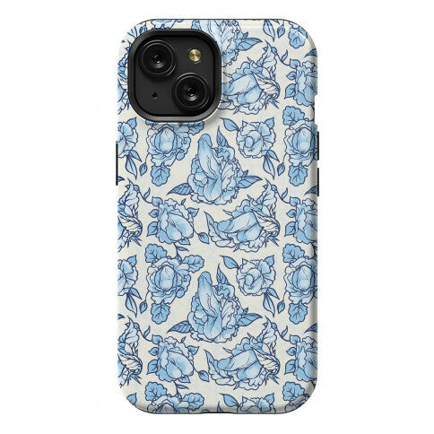 Floral Penis Pattern Blue Phone Case