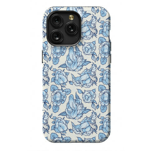 Floral Penis Pattern Blue Phone Case