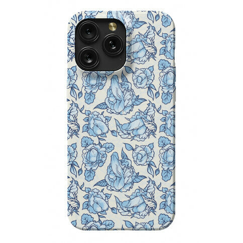 Floral Penis Pattern Blue Phone Case