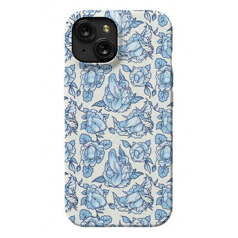 Floral Penis Pattern Blue Phone Case