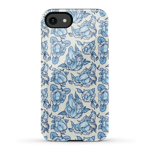 Floral Penis Pattern Blue Phone Case