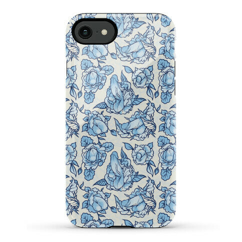 Floral Penis Pattern Blue Phone Case