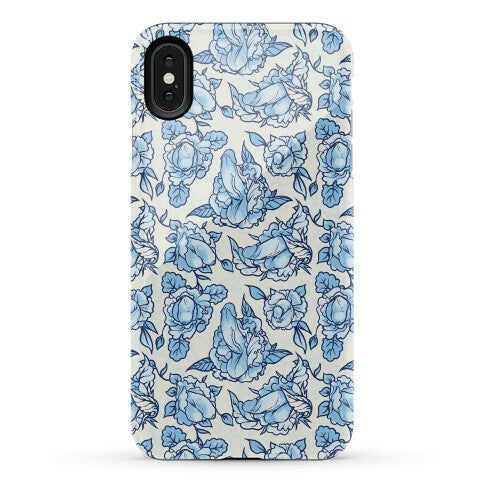 Floral Penis Pattern Blue Phone Case