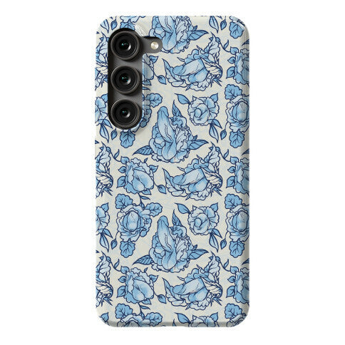 Floral Penis Pattern Blue Phone Case