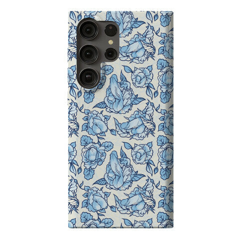 Floral Penis Pattern Blue Phone Case