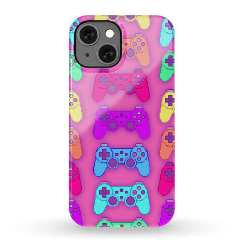 Rainbow Pixel Game Controller Phone Case
