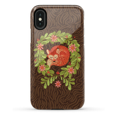 Sleeping Fox Wreath Phone Case