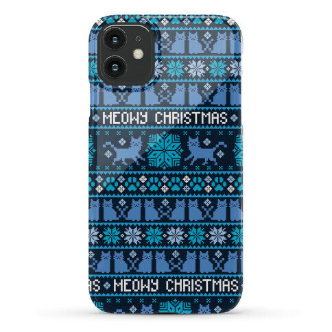 Meowy Christmas Cat Sweater Pattern Phone Case