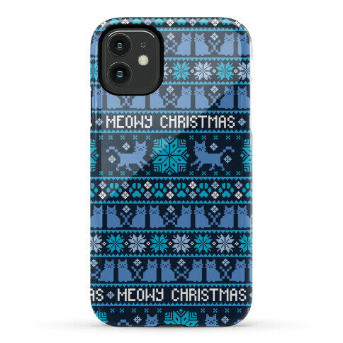 Meowy Christmas Cat Sweater Pattern Phone Case
