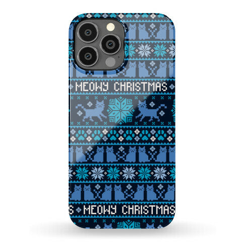 Meowy Christmas Cat Sweater Pattern Phone Case