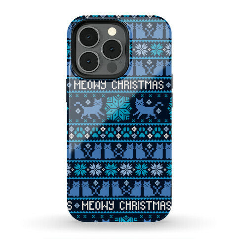 Meowy Christmas Cat Sweater Pattern Phone Case