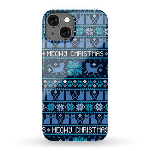 Meowy Christmas Cat Sweater Pattern Phone Case