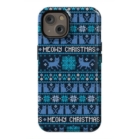 Meowy Christmas Cat Sweater Pattern Phone Case