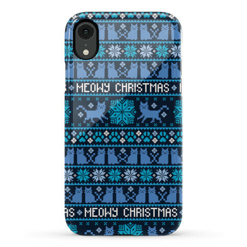 Meowy Christmas Cat Sweater Pattern Phone Case