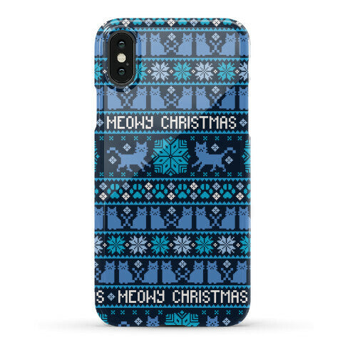 Meowy Christmas Cat Sweater Pattern Phone Case