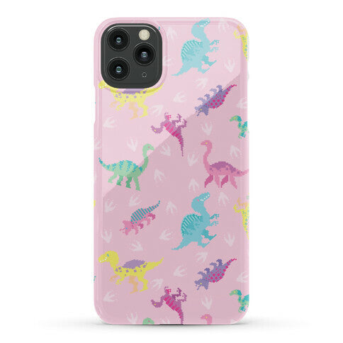 Cute Pastel Pixel Dinosaur Pattern Phone Case