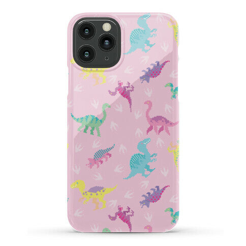 Cute Pastel Pixel Dinosaur Pattern Phone Case