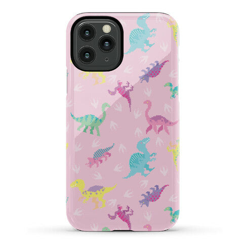 Cute Pastel Pixel Dinosaur Pattern Phone Case