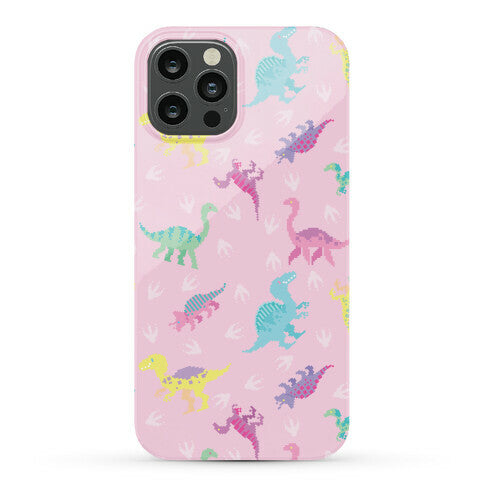 Cute Pastel Pixel Dinosaur Pattern Phone Case