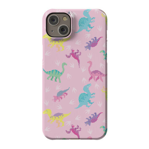 Cute Pastel Pixel Dinosaur Pattern Phone Case
