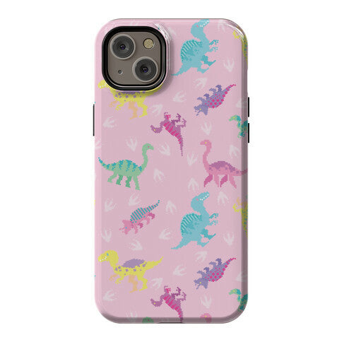 Cute Pastel Pixel Dinosaur Pattern Phone Case