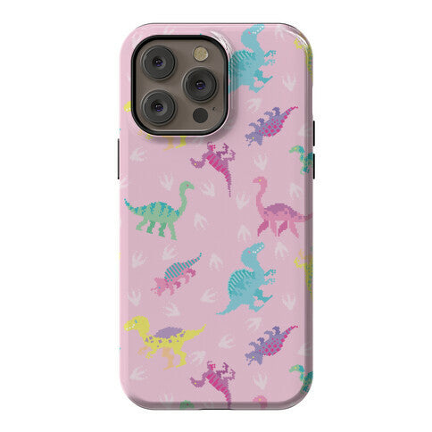 Cute Pastel Pixel Dinosaur Pattern Phone Case