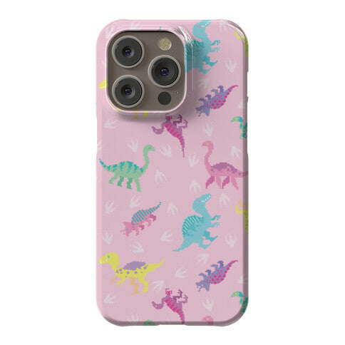 Cute Pastel Pixel Dinosaur Pattern Phone Case