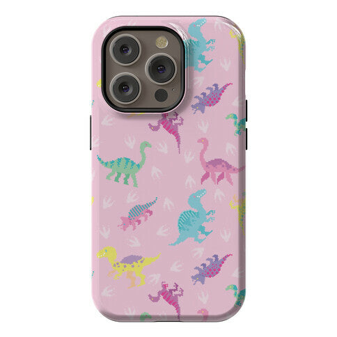 Cute Pastel Pixel Dinosaur Pattern Phone Case
