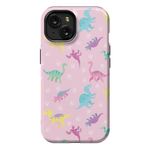 Cute Pastel Pixel Dinosaur Pattern Phone Case