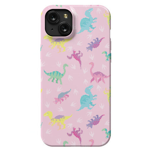 Cute Pastel Pixel Dinosaur Pattern Phone Case