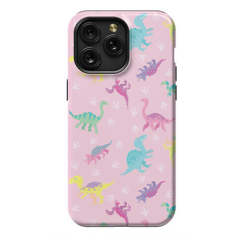 Cute Pastel Pixel Dinosaur Pattern Phone Case
