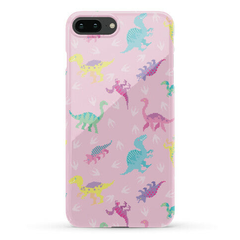 Cute Pastel Pixel Dinosaur Pattern Phone Case