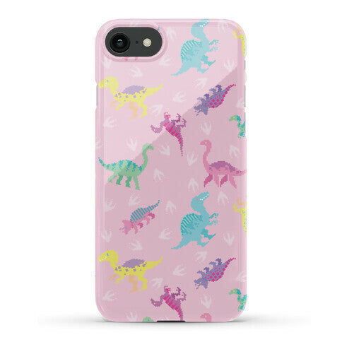 Cute Pastel Pixel Dinosaur Pattern Phone Case