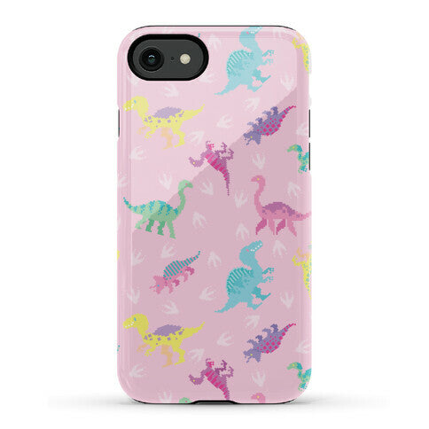 Cute Pastel Pixel Dinosaur Pattern Phone Case