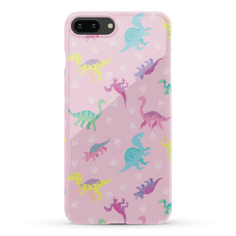 Cute Pastel Pixel Dinosaur Pattern Phone Case