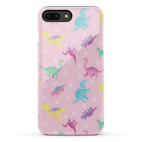 Cute Pastel Pixel Dinosaur Pattern Phone Case