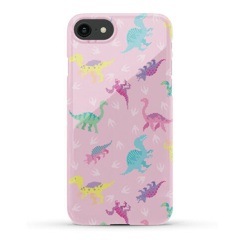 Cute Pastel Pixel Dinosaur Pattern Phone Case