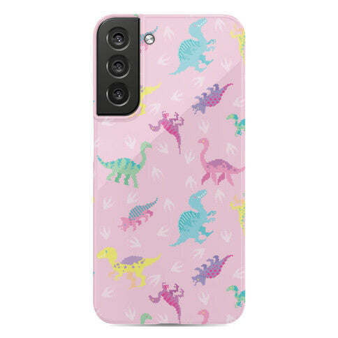 Cute Pastel Pixel Dinosaur Pattern Phone Case