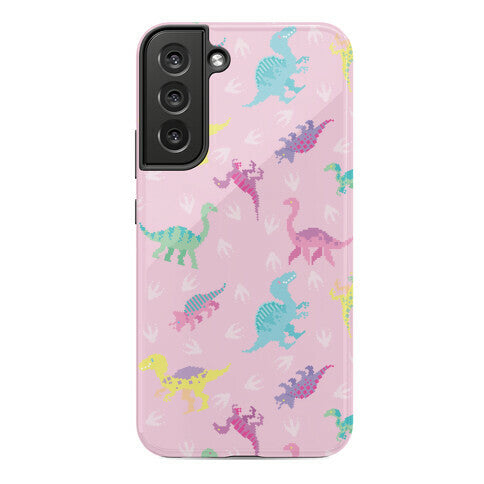 Cute Pastel Pixel Dinosaur Pattern Phone Case