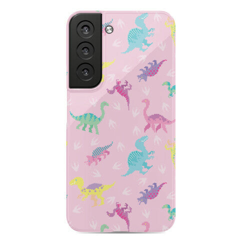 Cute Pastel Pixel Dinosaur Pattern Phone Case