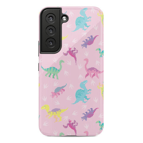 Cute Pastel Pixel Dinosaur Pattern Phone Case